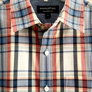 Banana Republic Factory Plaid Button Down Mens Slim Fit Shirt - Size S